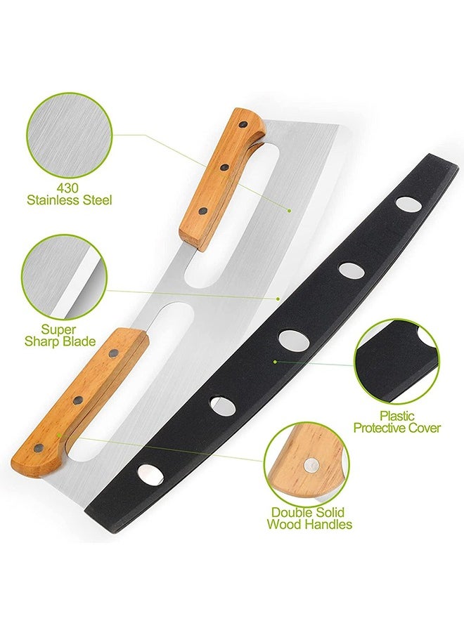 Arabest 14" Pizza Cutter,Pizza Cutter Rocker with Wooden Handles & Protective Cover ,Dishwasher Safe , Sharp Stainless Steel Pizza Slicer Wheel , Big Pizza Knife Cutters for Kitchen Tool  - Image 3