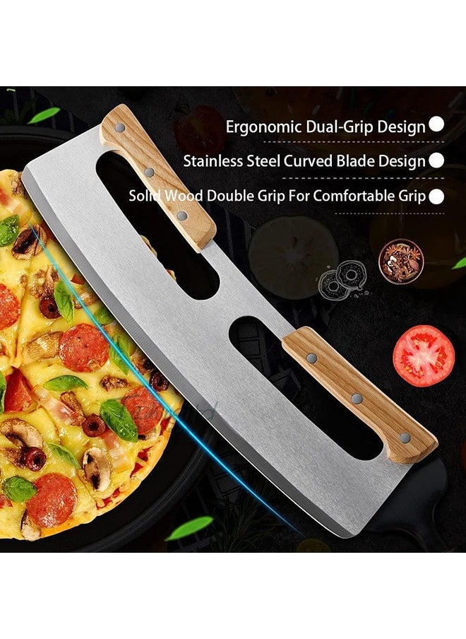 Arabest 14" Pizza Cutter,Pizza Cutter Rocker with Wooden Handles & Protective Cover ,Dishwasher Safe , Sharp Stainless Steel Pizza Slicer Wheel , Big Pizza Knife Cutters for Kitchen Tool  - Image 4
