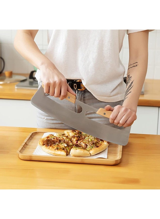 Arabest 14" Pizza Cutter,Pizza Cutter Rocker with Wooden Handles & Protective Cover ,Dishwasher Safe , Sharp Stainless Steel Pizza Slicer Wheel , Big Pizza Knife Cutters for Kitchen Tool  - Image 5