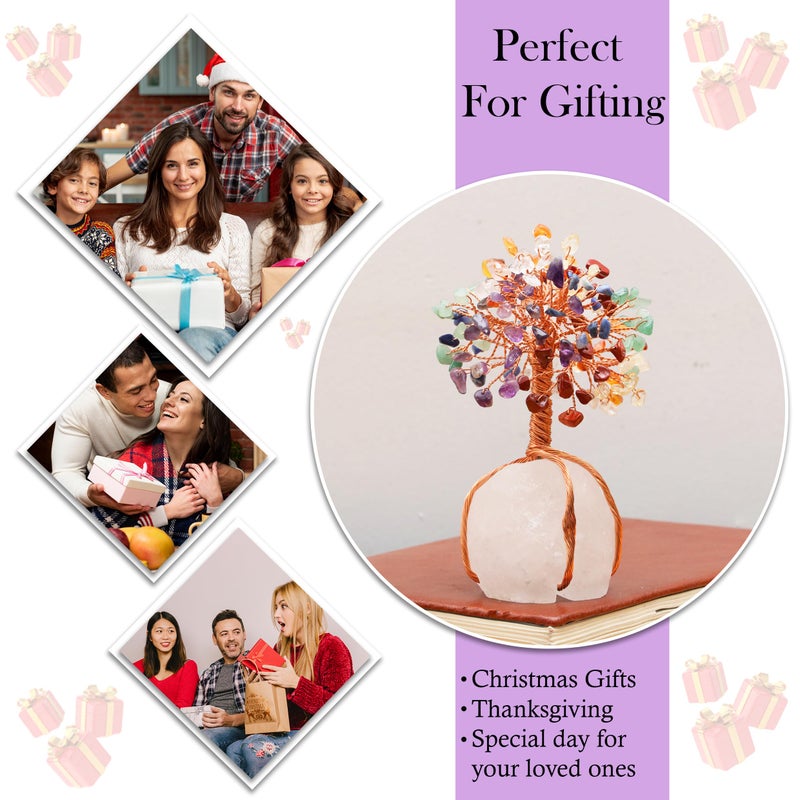 Crocon 7 Chakra Tree of Life - Natural Quartz Stone Base  Crystal Tree for Positive Energy  Feng Shui Decor  Healing Stone  Spiritual Gift - Image 2