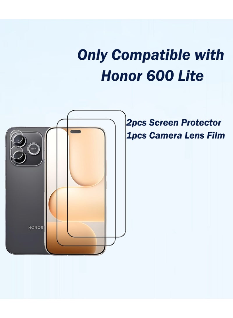 Yunpy [2+1 Packs] for Honor 600 Lite Tempered Glass Screen Protector with Camera Lens Film, Including 2 Pack Front Glass and 1 Pack Camera Lens Film, 9H Hardness HD Clear Anti-Scratch Anti-Fingerprint Bubble-Free Case Friendly Screen Protector - Image 2