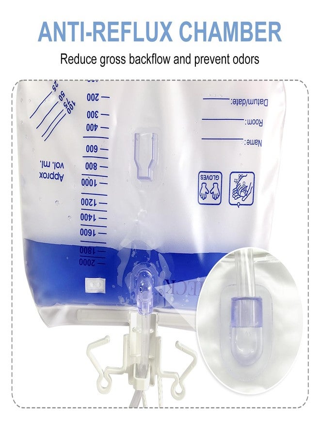DWCHECK 5 Pack Urinary Drainage Bag with Anti-Reflux Chamber,2000mL Urine Bags with 48" Tube Drainage,Splash-Resistant Drain Spout,Clips and Hanging Hook,Disposable Urine Bags for Men - Image 3