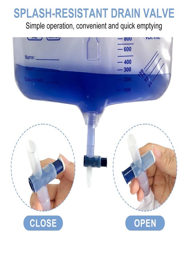 DWCHECK 5 Pack Urinary Drainage Bag with Anti-Reflux Chamber,2000mL Urine Bags with 48" Tube Drainage,Splash-Resistant Drain Spout,Clips and Hanging Hook,Disposable Urine Bags for Men - Image 4