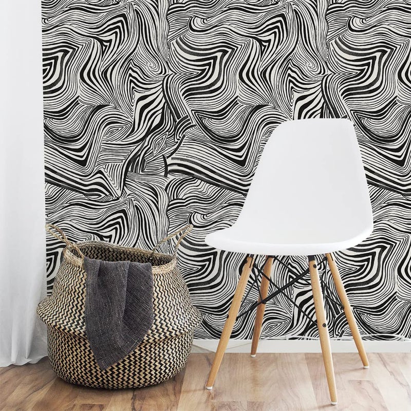 Tempaper x Novogratz Waverly White & Black Zebra Marble Removable Peel and Stick Wallpaper, 20.5 in X 16.5 ft, Made in The USA - Image 2