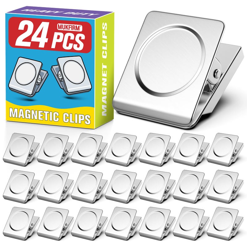 MUKFIRM 12 Pack Large Magnetic Clips Heavy Duty, Strong Magnet Clips for Notes, Fridge Magnets, Refrigerator Magnets Clip for Organization, Chip Clip Magnets for Whiteboard, Classroom, Cruise, Office - Image 1