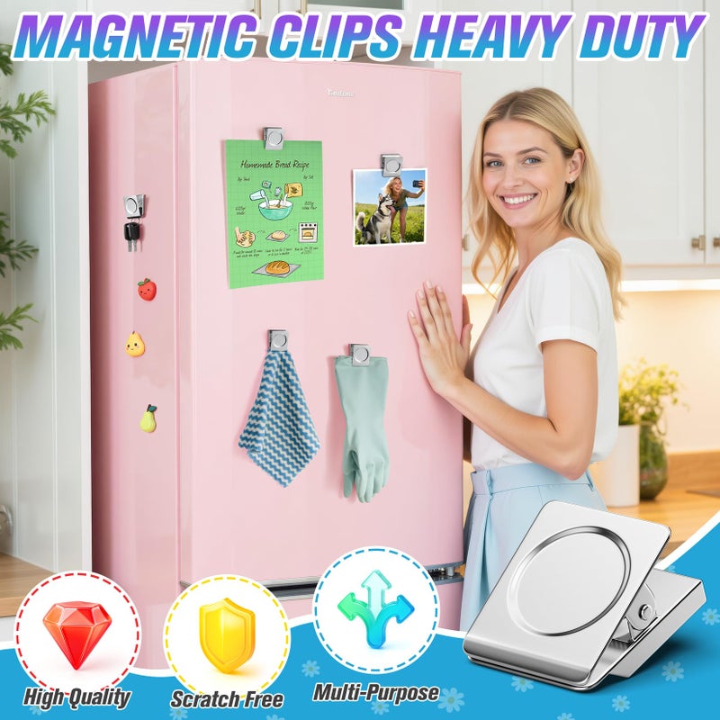 MUKFIRM 12 Pack Large Magnetic Clips Heavy Duty, Strong Magnet Clips for Notes, Fridge Magnets, Refrigerator Magnets Clip for Organization, Chip Clip Magnets for Whiteboard, Classroom, Cruise, Office - Image 2