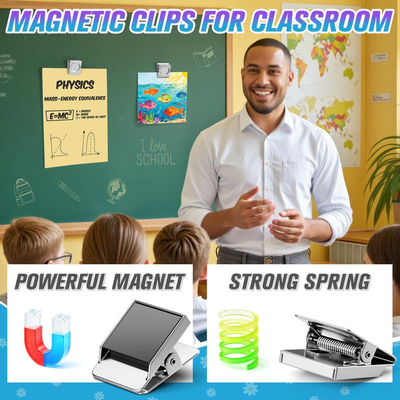 MUKFIRM 12 Pack Large Magnetic Clips Heavy Duty, Strong Magnet Clips for Notes, Fridge Magnets, Refrigerator Magnets Clip for Organization, Chip Clip Magnets for Whiteboard, Classroom, Cruise, Office - Image 3
