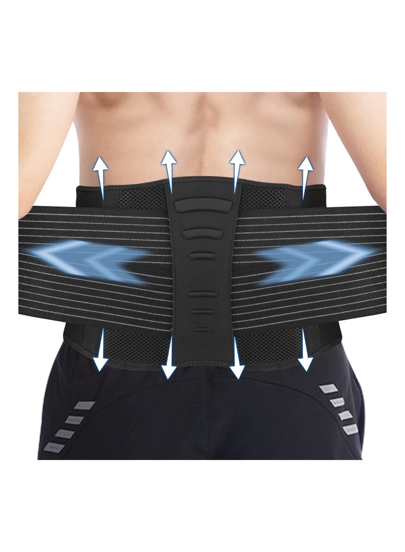 SYOSI Lower Back Support Brace Back Support Belt with 3 Large Stays for Men and Women Sciatica Back Pain Relief Brace with Hole Mesh Double Compression Size L Waist 37.4Inch to 42.5Inch  - Image 1