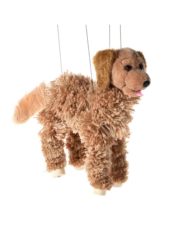 Artisan Owl Golden Retriever Marionette Puppet - Yarn Dog with Wooden Feet, Detachable Strings (Brown) - Image 1