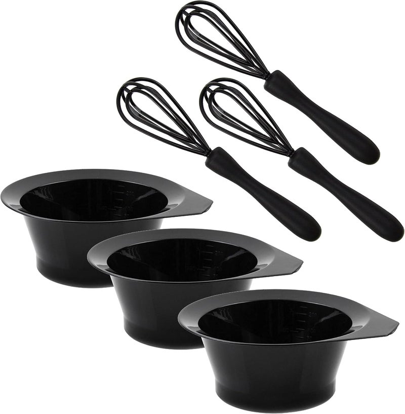 Salon Supply Co 3 Salon Color Bowls and 3 Whisks