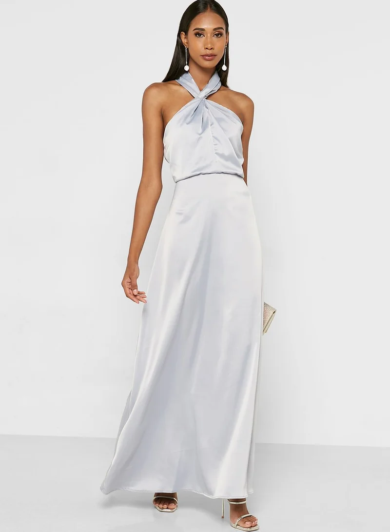 halter neck dress cream CEA BUTTER-CREAM SILK-SATIN BACKLESS HALTER-NECK MINI DRESS | CULT MIA