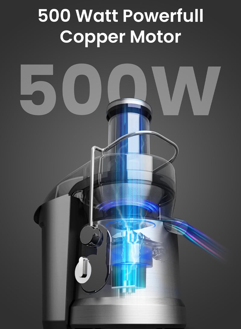 Royal 500W Whole Fruit Juice Extractor 1.8L | Stainless Steel, 2-Speed Copper Motor, Pulp Separator, Overheat Protection & Dishwasher-Safe | RA-SJ1111 Black 1.8 L 500 W RA-SJ1111 Black/Silver - Image 4