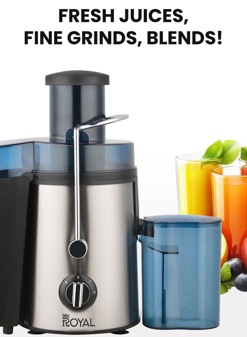 Royal 500W Whole Fruit Juice Extractor 1.8L | Stainless Steel, 2-Speed Copper Motor, Pulp Separator, Overheat Protection & Dishwasher-Safe | RA-SJ1111 Black 1.8 L 500 W RA-SJ1111 Black/Silver - Image 3