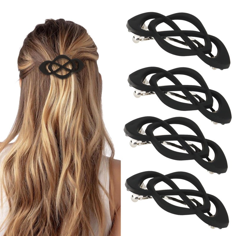 Amariver Black Hair Barrettes for Women 4packs Hair Clips French Hair Barrette Clip for Girls Vintage Hair Clips for Thick Thin Long Short Hair Stylish Hair Accessories for Women Girls - Image 1