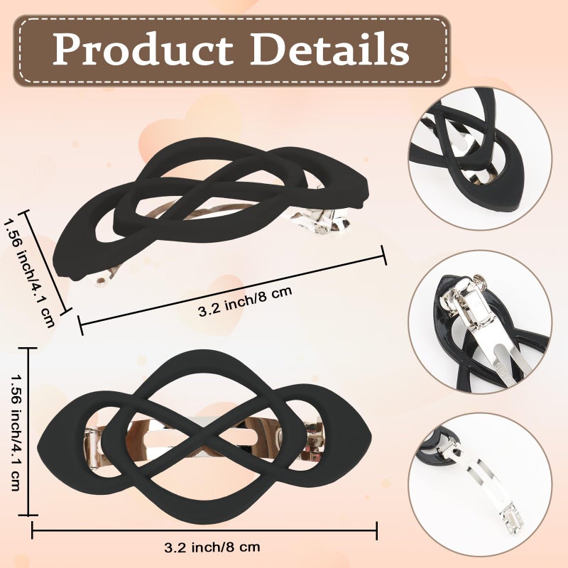 Amariver Black Hair Barrettes for Women 4packs Hair Clips French Hair Barrette Clip for Girls Vintage Hair Clips for Thick Thin Long Short Hair Stylish Hair Accessories for Women Girls - Image 2