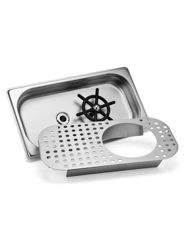 Pitcher RINSER with Side Sprays Drain and Drip Tray for Barista Coffee Bar Glass Cup Cleaner Milk Tea Washer Stainless Steel Kitchen Sink 17x32cm Compatible Replacement Part Espresso Machine - Image 3