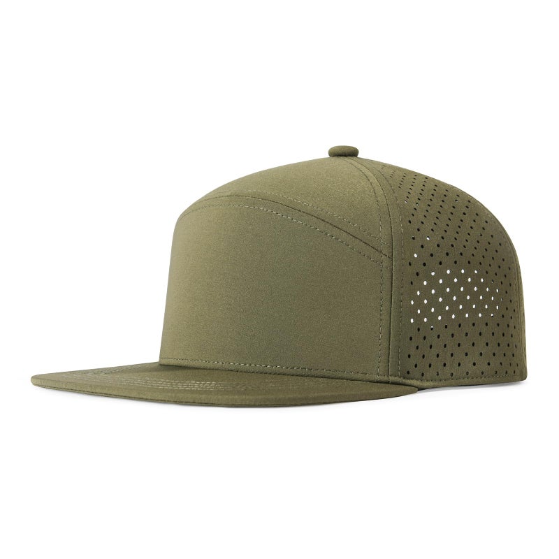 FEINION Men Flat Brim Adjustable Performance Hat Snapback Laser Perforated Baseball Cap (Army Green) - Image 1