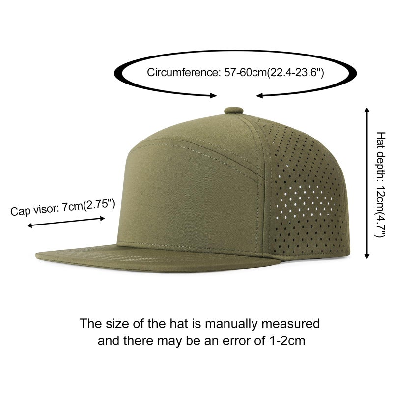FEINION Men Flat Brim Adjustable Performance Hat Snapback Laser Perforated Baseball Cap (Army Green) - Image 4
