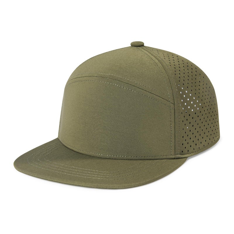 FEINION Men Flat Brim Adjustable Performance Hat Snapback Laser Perforated Baseball Cap (Army Green) - Image 2