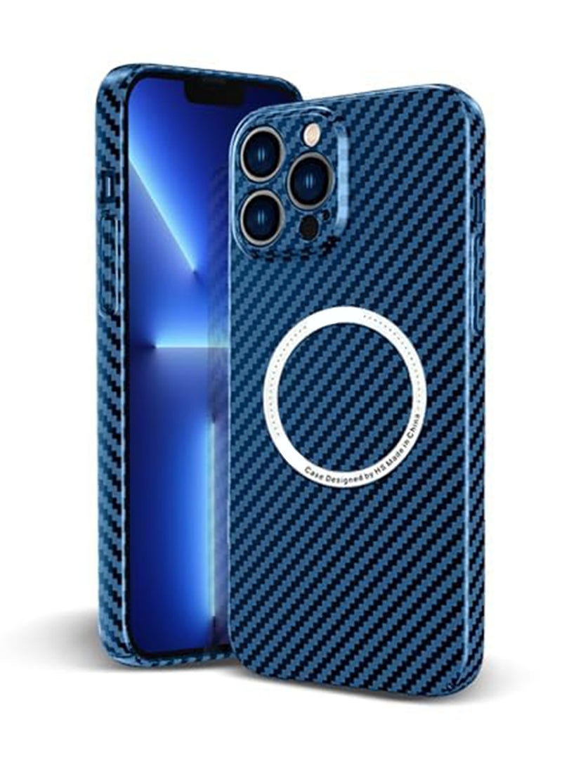 Aookay Magnetic Case for iPhone 16 Pro Max Case, Carbon Fiber Slim Ultra Thin Aramid Fiber Anti-Scratch Shockproof Phone Case (Navy Blue) - Image 1