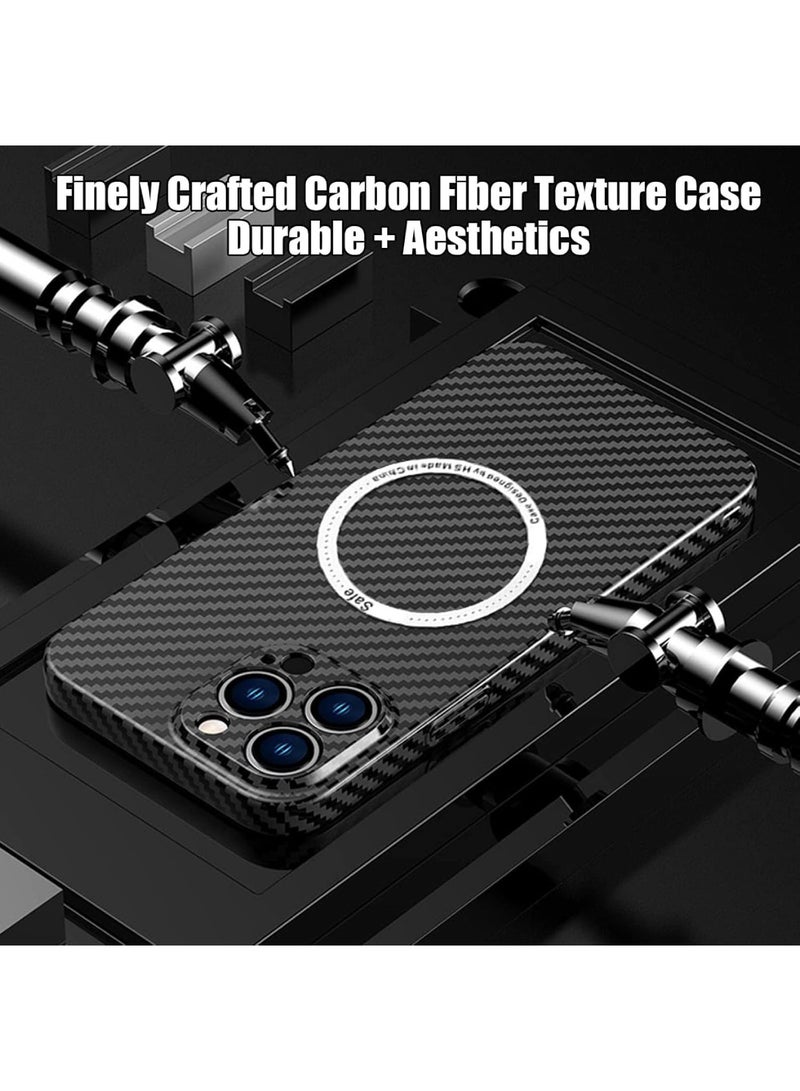 Aookay Magnetic Case for iPhone 16 Pro Max Case, Carbon Fiber Slim Ultra Thin Aramid Fiber Anti-Scratch Shockproof Phone Case (Navy Blue) - Image 4