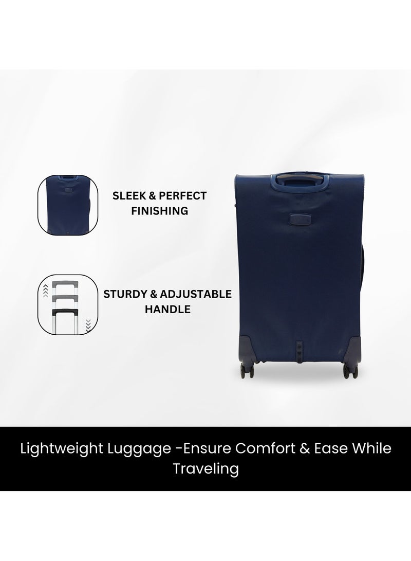 GIORDANO Casablanca Series Luggage Set Navy Blue, 3 Piece Soft Nylon Lightweight Durable Expandable 4 Wheels Suitcase Trolley Bag With Secure 3 Digit Number Lock.(20/24/28 INCH)