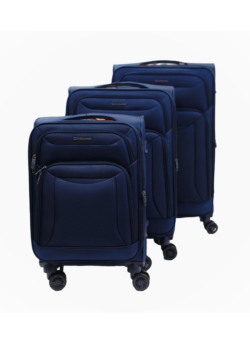 GIORDANO GIORDANO Casablanca Series Luggage Set Navy Blue, 3 Piece Soft Nylon Lightweight Durable Expandable 4 Wheels Suitcase Trolley Bag With Secure 3 Digit Number Lock.(20/24/28 INCH)  - Image 2
