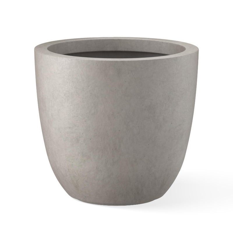 Kante 10 Inch Dia Round Concrete Planter, Indoor Outdoor Large Plant Pot with Drainage Hole and Rubber Plug for Home Patio Garden, Weathered Concrete - Image 1