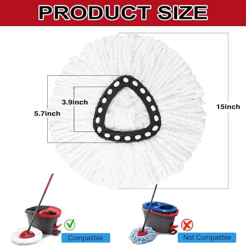 V-chen 12 Pack Spin Mop Replacement Heads 100 Microfiber Spin Mop Refill for Easy Wring Compatible with Triangle Spin Mop 360 Degree Spinning Mop Replace Head for Floor Cleaning - Image 5