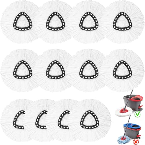 V-chen 12 Pack Spin Mop Replacement Heads 100 Microfiber Spin Mop Refill for Easy Wring Compatible with Triangle Spin Mop 360 Degree Spinning Mop Replace Head for Floor Cleaning - Image 2