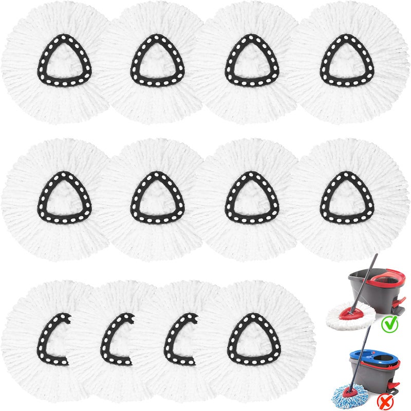 V-chen 12 Pack Spin Mop Replacement Heads 100 Microfiber Spin Mop Refill for Easy Wring Compatible with Triangle Spin Mop 360 Degree Spinning Mop Replace Head for Floor Cleaning - Image 3