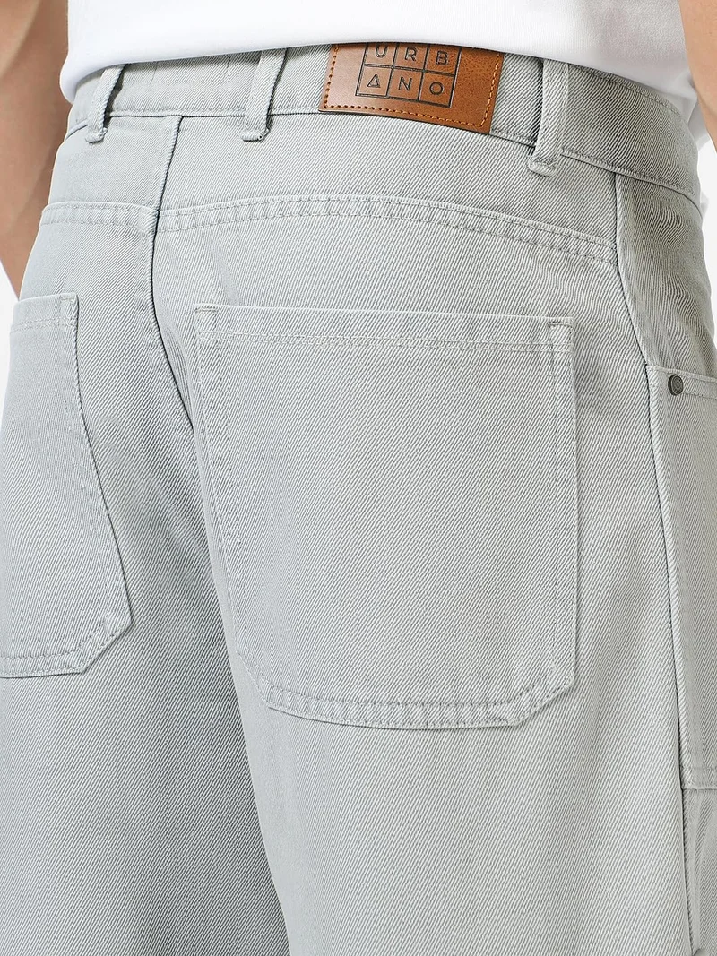 Urbano Fashion  Urbano Fashion Men's Ice Grey Loose Baggy Fit Washed Cargo Jeans with 6 Pockets Non-Stretchable  | Best Price UAE