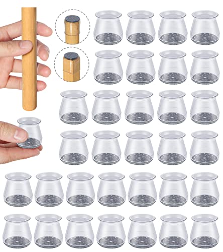 32pcs Brown Chair Leg Floor ProtectorsBar stools Leg Protectors CapsDining Room Chair Leg Protectors for Hardwood Floors Chair Leg Covers Silicone Felt Furniture Pads Small fit 09  129