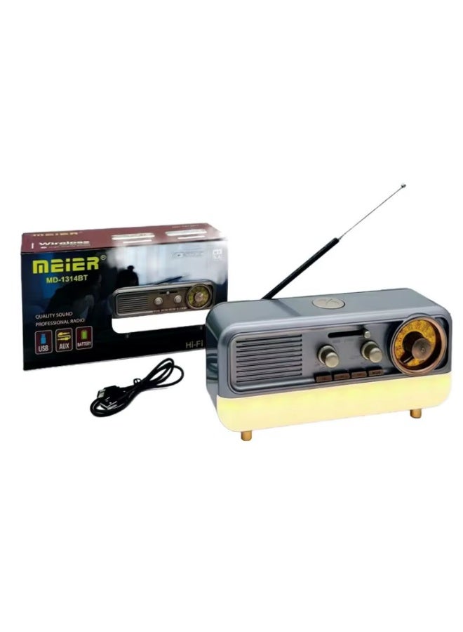 ماير راديو MEIER MD-1314BT بلوتوث 5.4 قابل للشحن مع FM/AM/SW وUSB وAUX وإضاءة LED تصميم كلاسيكي وصوت عملي لكل يوم - Image 1