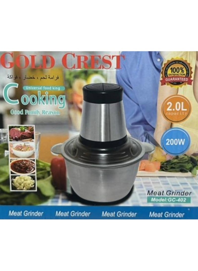 Gold Crest GC-402 Multifunctional Meat Grinder – Effortless Meat Processing with Durable Stainless Steel Design - Image 2
