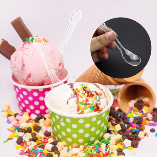 yuntop 100PCS Tasting Spoons Ice Cream Dessert Taster Spoons Plastic Mini Spoons Disposable Dessert Spoons for Miniature Dessert Cups, Sampling, Small Catering Supplies, Tasting Party (Clear) - Image 2
