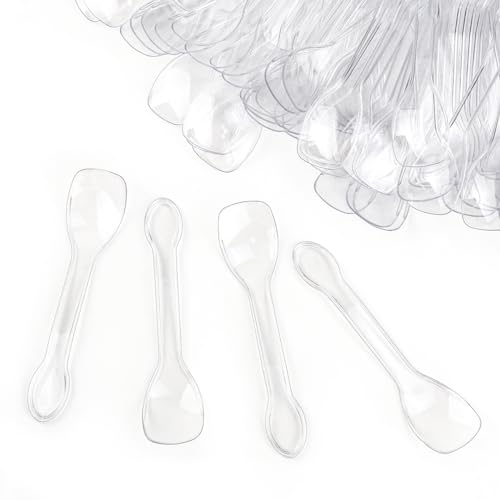 yuntop 100PCS Tasting Spoons Ice Cream Dessert Taster Spoons Plastic Mini Spoons Disposable Dessert Spoons for Miniature Dessert Cups, Sampling, Small Catering Supplies, Tasting Party (Clear) - Image 1