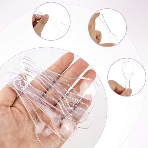 yuntop 100PCS Tasting Spoons Ice Cream Dessert Taster Spoons Plastic Mini Spoons Disposable Dessert Spoons for Miniature Dessert Cups, Sampling, Small Catering Supplies, Tasting Party (Clear) - Image 4