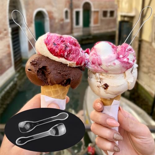 yuntop 100PCS Tasting Spoons Ice Cream Dessert Taster Spoons Plastic Mini Spoons Disposable Dessert Spoons for Miniature Dessert Cups, Sampling, Small Catering Supplies, Tasting Party (Clear) - Image 5