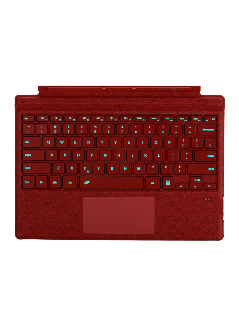 Generic - Wireless Bluetooth Keyboard Protective Cover Suitable For Surface Pro4 5 6 7 8 9X10 11 Tablet Keyboard Computer And Office Acces Red cloth feel red with backlight - Image 1