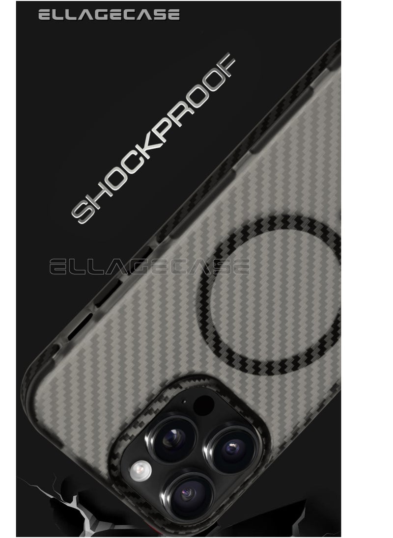 Carbon Case for iPhone 14 Pro, Plastic-coated Carbon, Solid Camera Protection, Shockproof, Enhanced Protection, Compatible with Magsafe and Wireless Charging