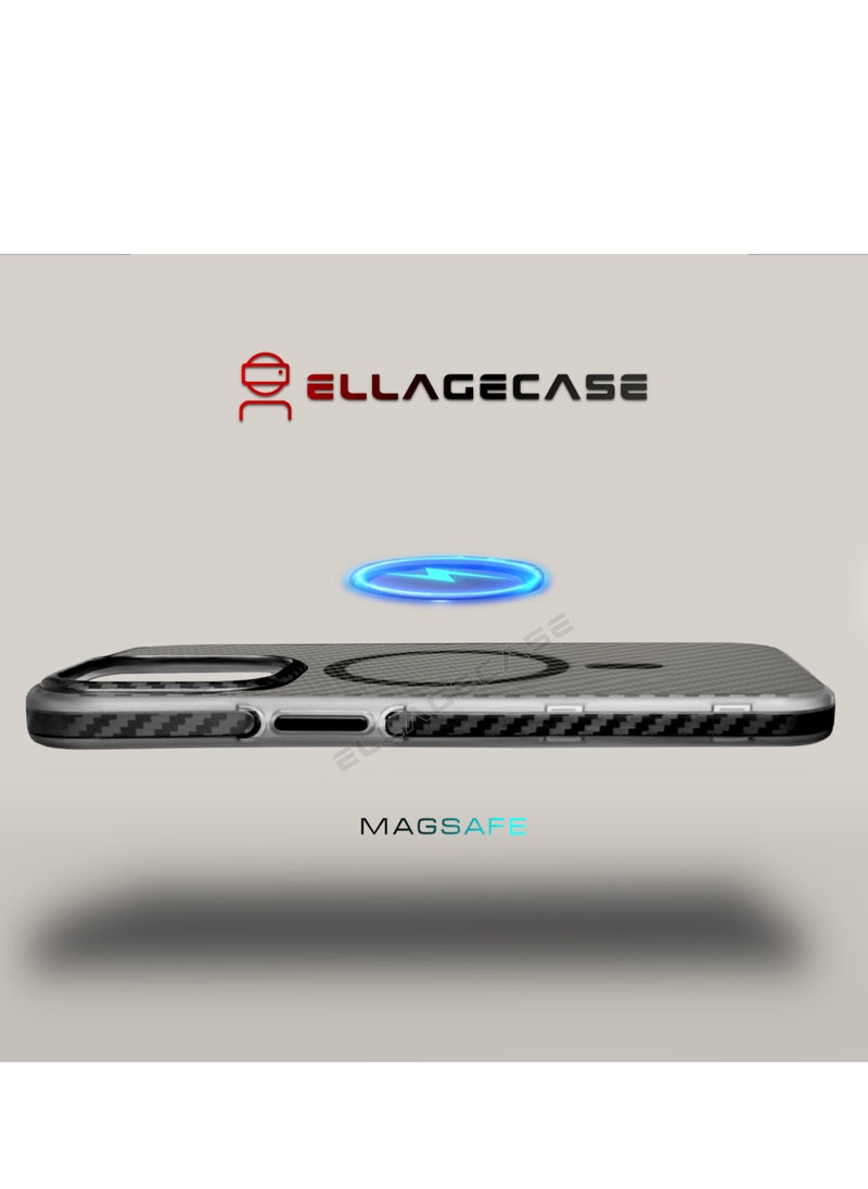 Carbon Case for iPhone 14 Pro, Plastic-coated Carbon, Solid Camera Protection, Shockproof, Enhanced Protection, Compatible with Magsafe and Wireless Charging