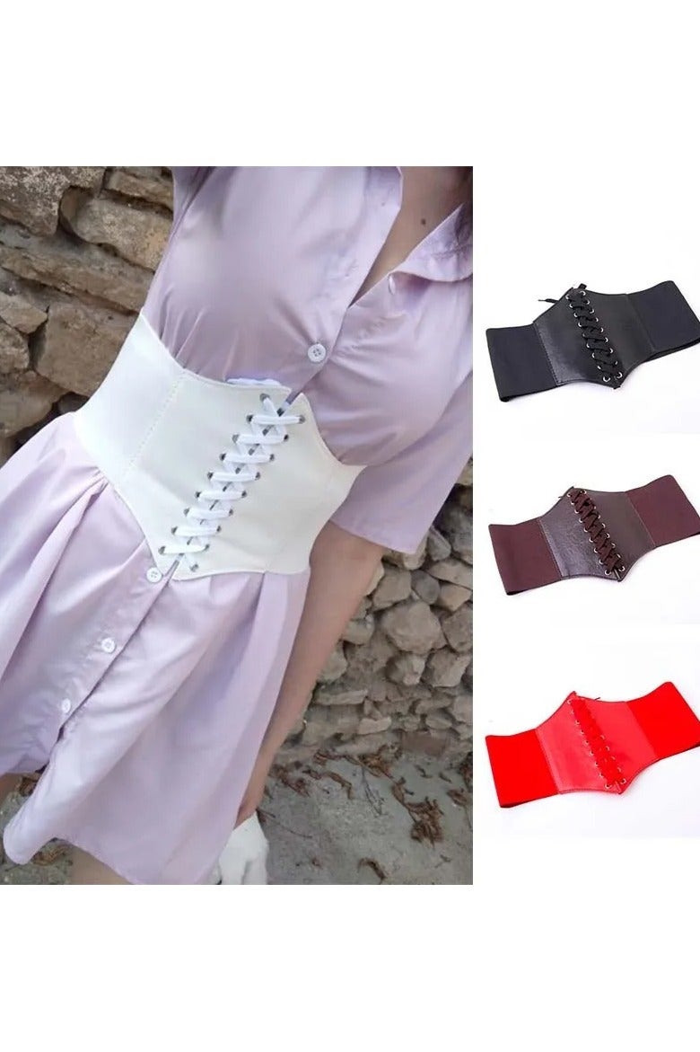 Women's Underbust Corset, Medieval Belt, Corset Belt, Wide Lace-Up Belt Pirate Costume, Elastic Wide Waist Belt Corset for Dress, Shirt, Cosplay Costume, Dress Belt - Image 2