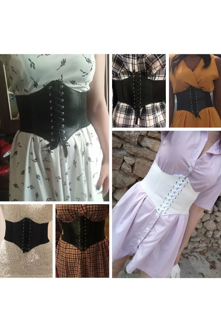 Women's Underbust Corset, Medieval Belt, Corset Belt, Wide Lace-Up Belt Pirate Costume, Elastic Wide Waist Belt Corset for Dress, Shirt, Cosplay Costume, Dress Belt - Image 3