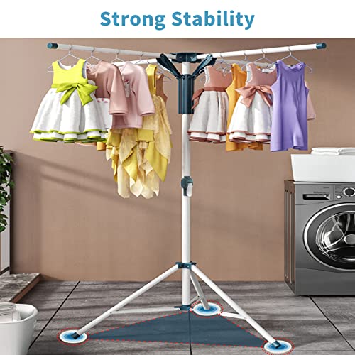 Ndola Foldable Clothes Drying Rack, Collapsible Drying Rack Laundry Space Saving Tripod Clothes Airer, Stainless Steel Heavy Duty Garment Rack with 24 Clothespins for Indoor Outdoor - Image 5