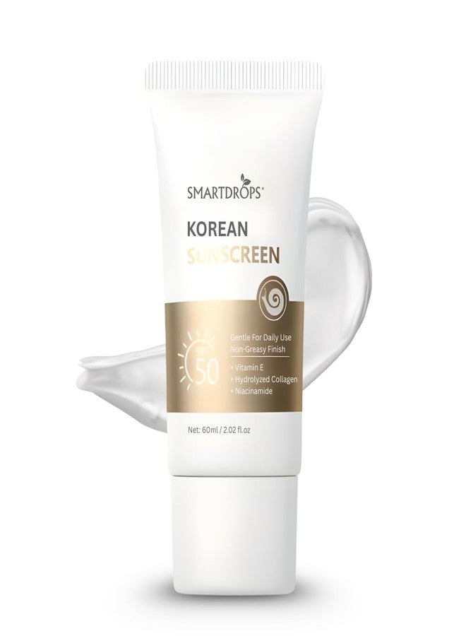 Smartdrops Korean Sunscreen SPF 50 Broad Spectrum UV Protection Lightweight Face & Body Suncream Non Greasy Daily Use For All Skin Types- 60ml (Pack 1) - Image 1