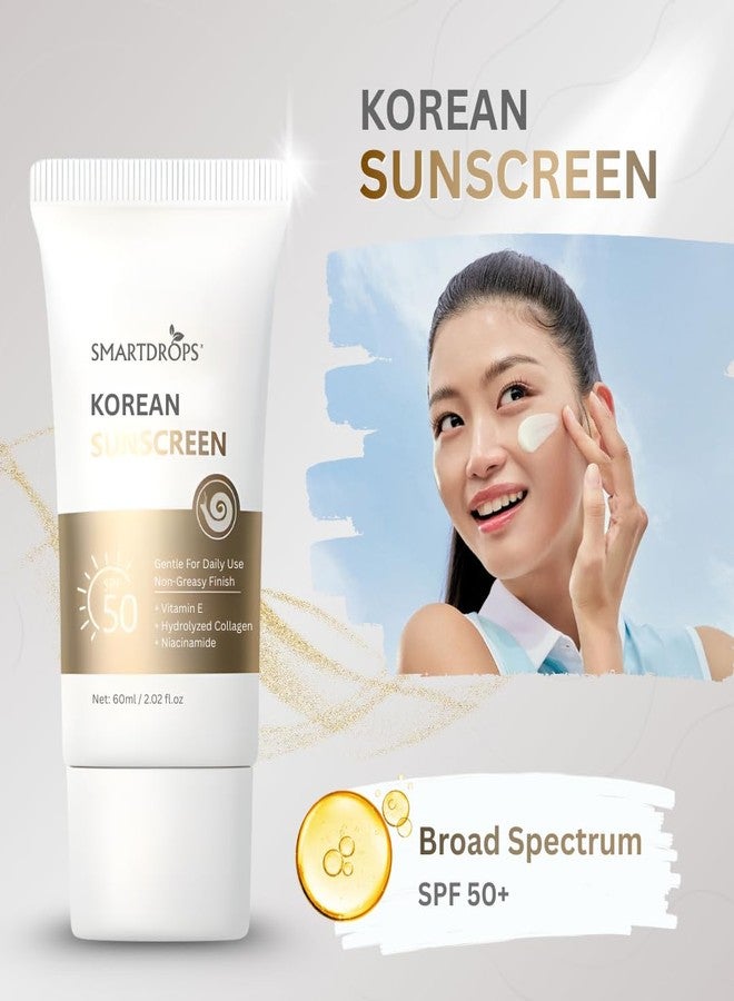 Smartdrops Korean Sunscreen SPF 50 Broad Spectrum UV Protection Lightweight Face & Body Suncream Non Greasy Daily Use For All Skin Types- 60ml (Pack 1) - Image 4