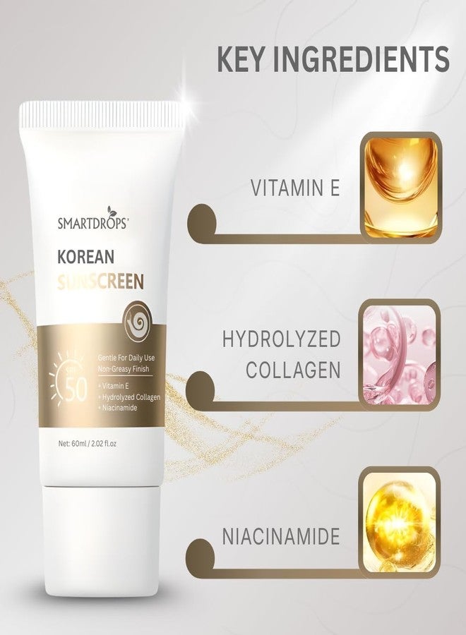 Smartdrops Korean Sunscreen SPF 50 Broad Spectrum UV Protection Lightweight Face & Body Suncream Non Greasy Daily Use For All Skin Types- 60ml (Pack 1) - Image 2