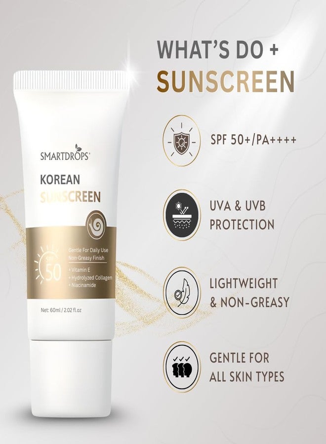 Smartdrops Korean Sunscreen SPF 50 Broad Spectrum UV Protection Lightweight Face & Body Suncream Non Greasy Daily Use For All Skin Types- 60ml (Pack 1) - Image 5
