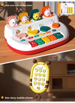 Peekaboo Causal Relationship Pop-up Surprise Switch Box 1-year-old Toy 2 Baby Playing Music Baby Early Education Puzzle-Color:Multifunctional Peekaboo Switch Box-red [charging Version] + Bee Mobile Phone